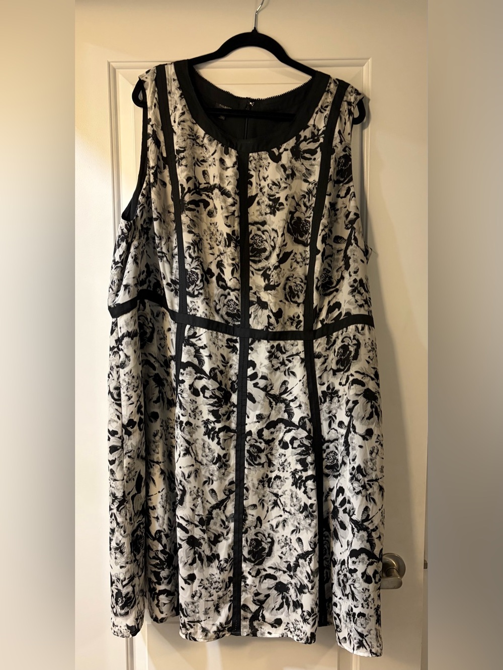 Talbots Black and White Floral Fit-and-Flare Dress